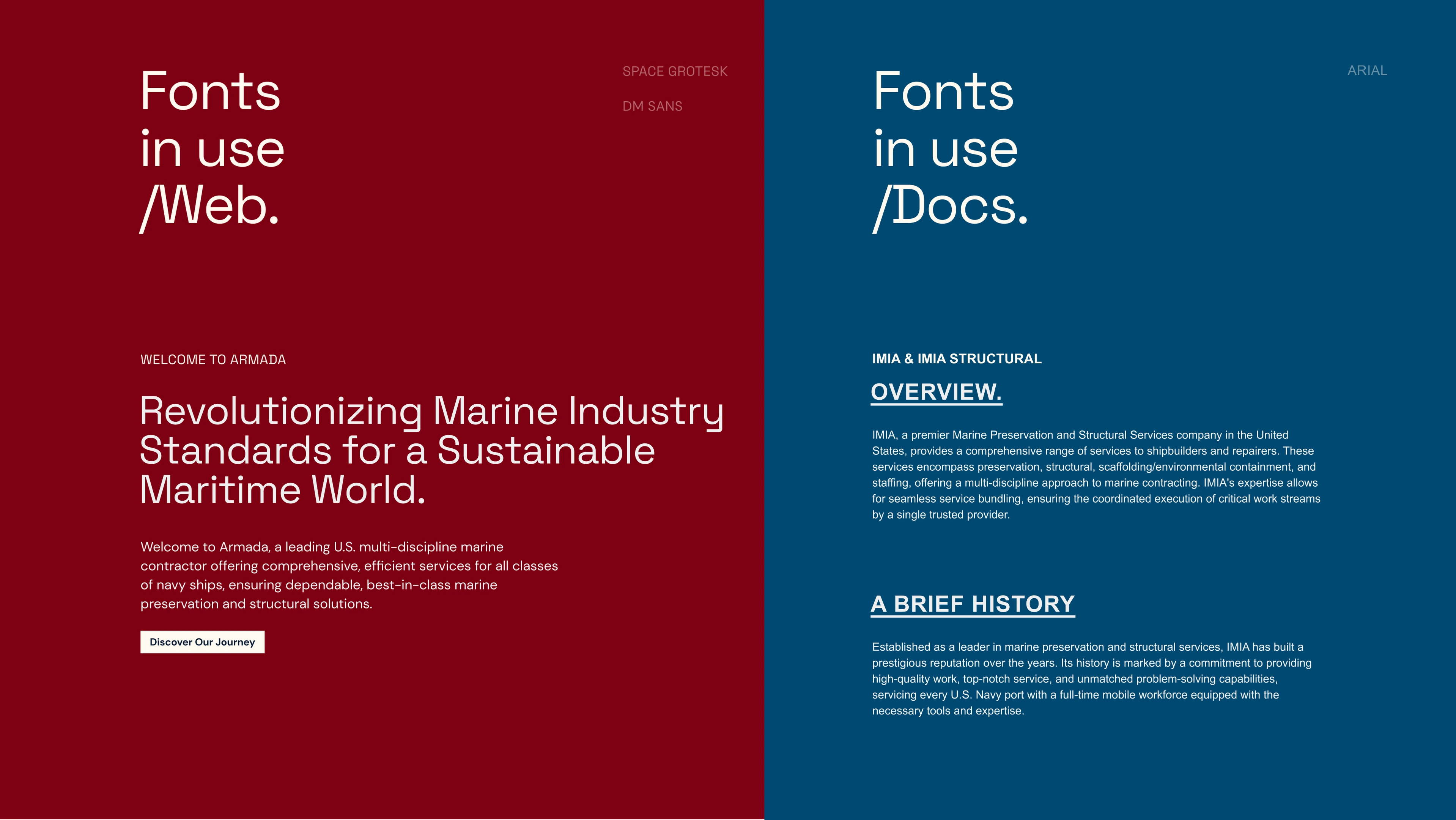 Armada — fonts in use for web and docs
