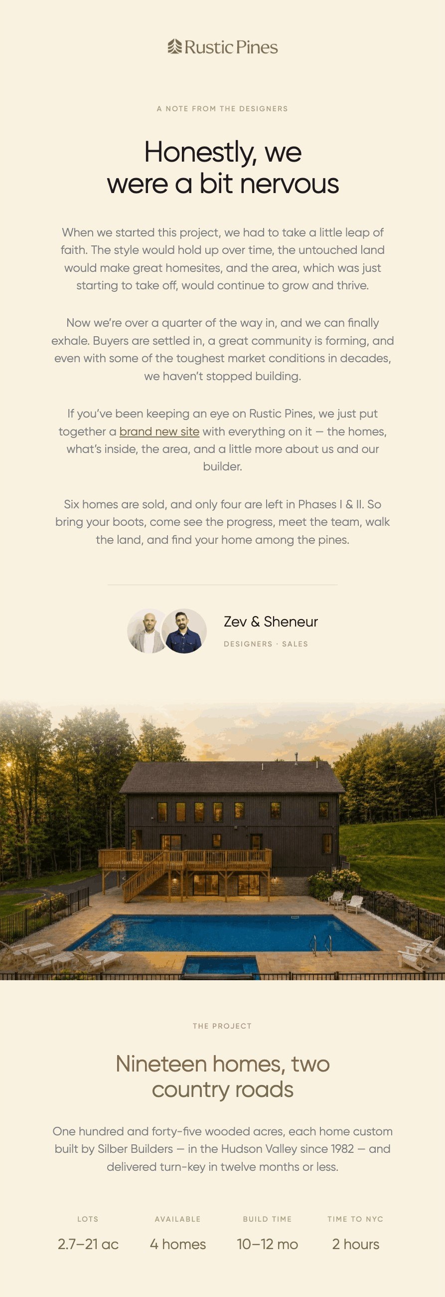 Rustic Pines — email